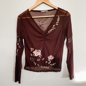 Vintage Embroidered Semi Sheer Top